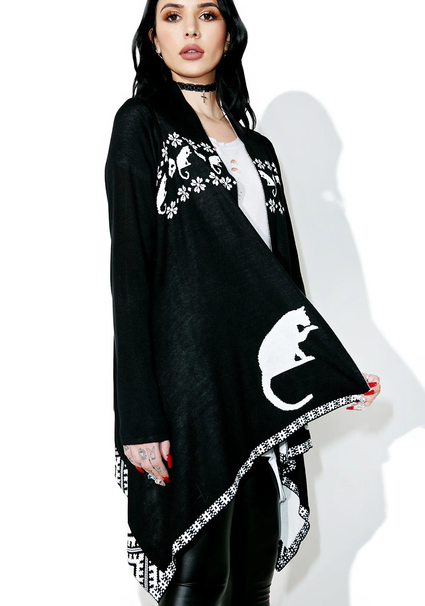 Feline Ferocity Draped Jacket sold by Dolls Kill product image thumbnail 3