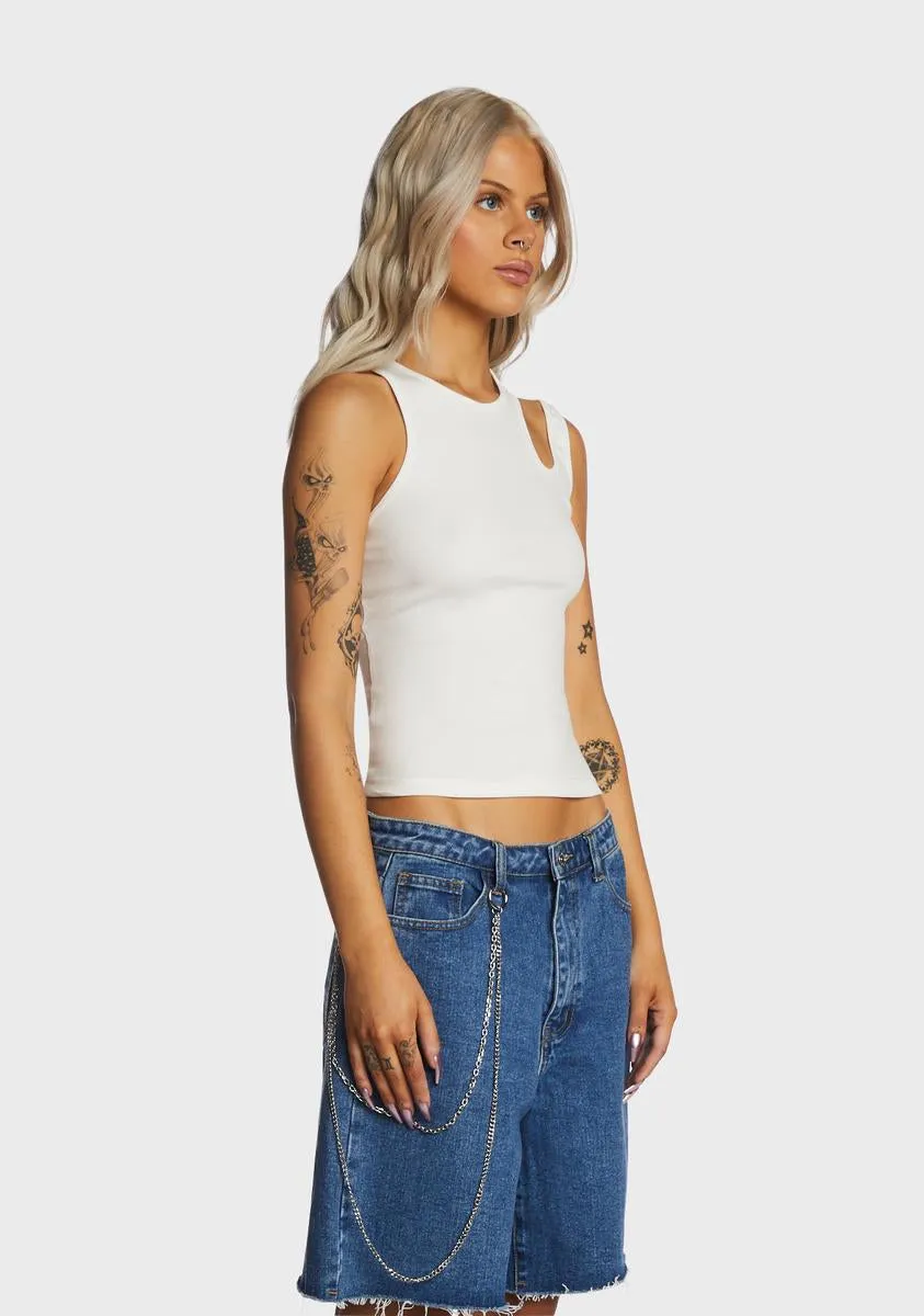White Cut Out Ribbed Tank Top sold by Dolls Kill product image thumbnail 3