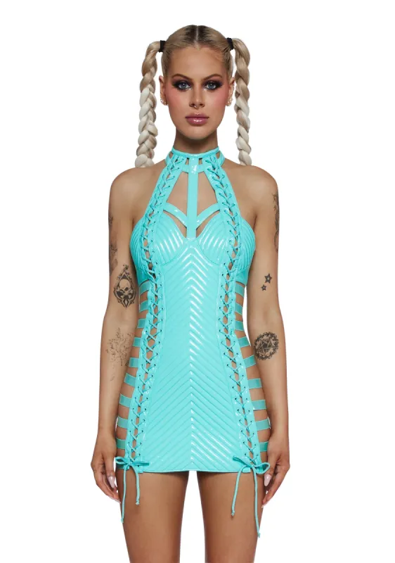 Rude Awakening Mini Dress - Teal sold by Dolls Kill