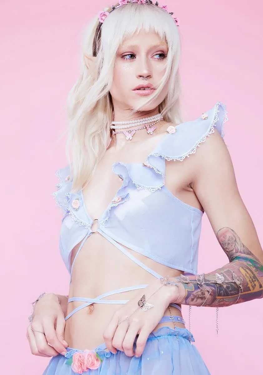 Azure Lucky Lagoon Strappy Ruffle Crop Top sold by Dolls Kill product image thumbnail 2