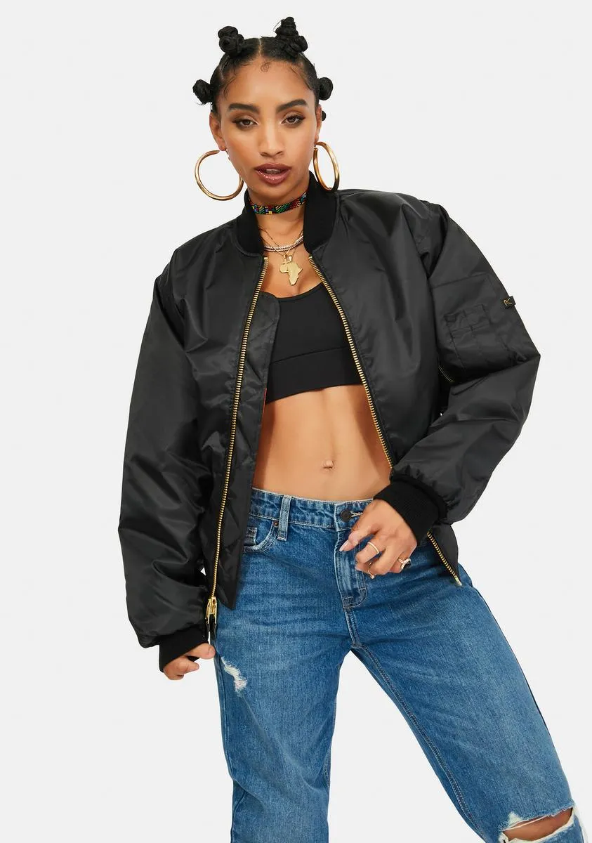 Black MA-1 Flight Jacket sold by Dolls Kill