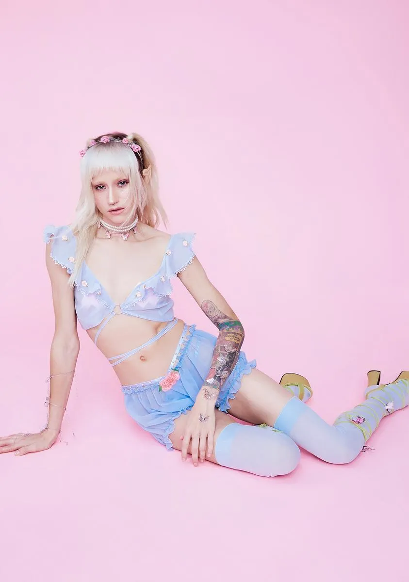 Azure Lucky Lagoon Strappy Ruffle Crop Top sold by Dolls Kill product image thumbnail 3