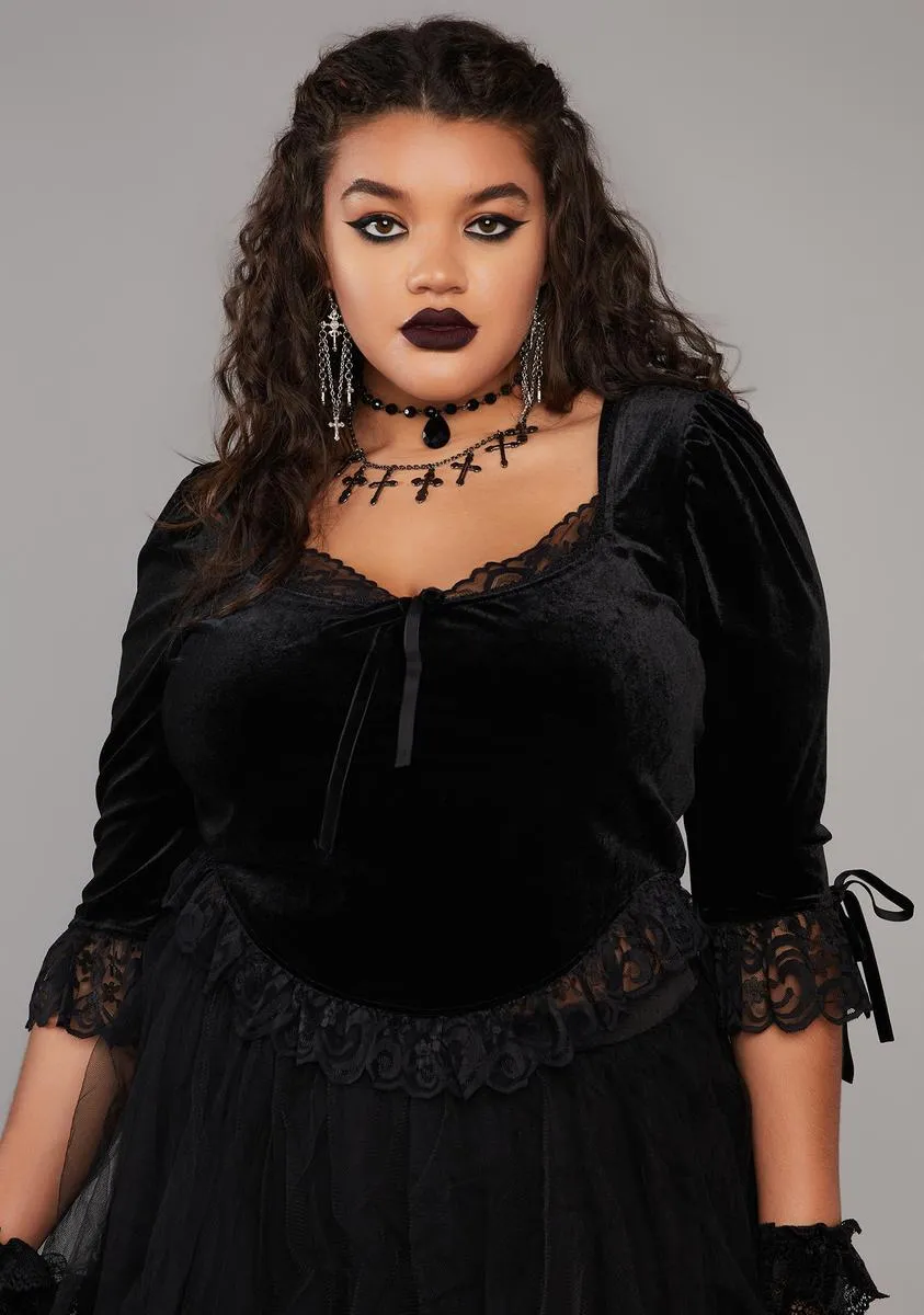 Plus Dim The Light Velvet Bustier Top sold by Dolls Kill