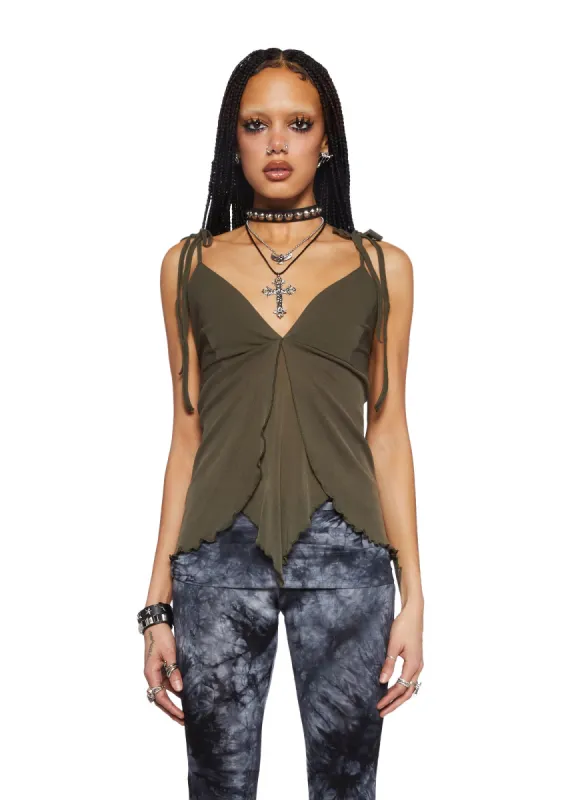 Not That Easy Cami Top- Green sold by Dolls Kill