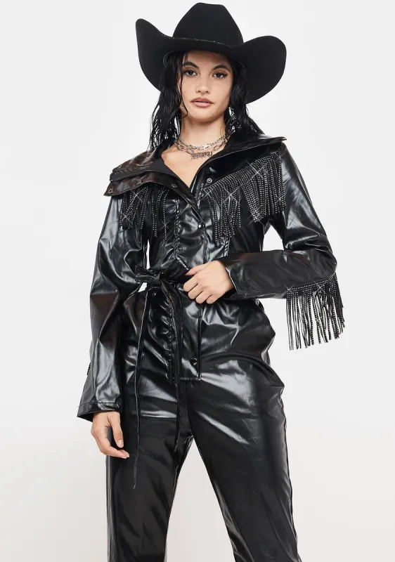 No Free Rides Fringe Jumpsuit sold by Dolls Kill