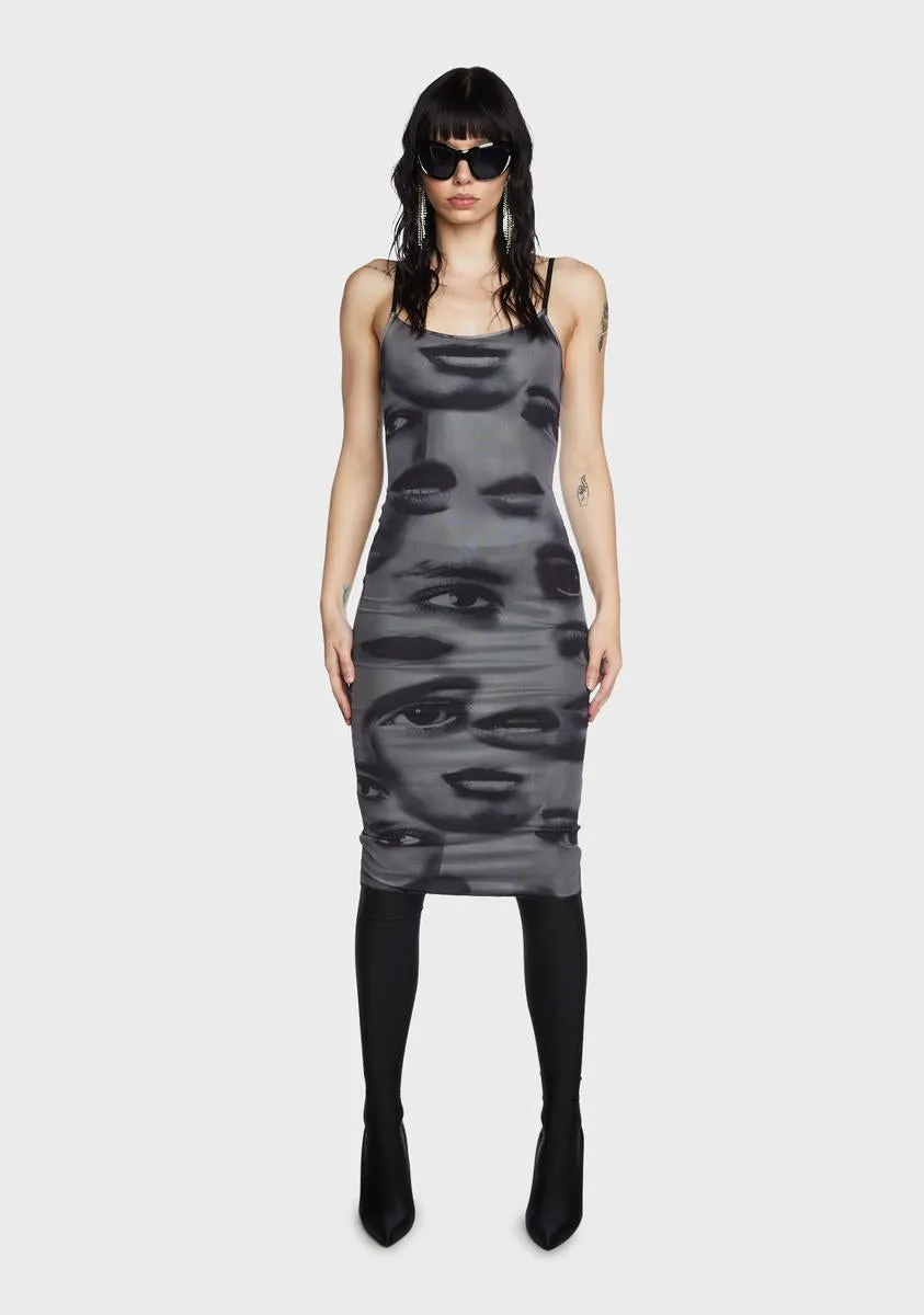 Eyes On You Printed Mesh Midi Dress sold by Dolls Kill product image thumbnail 4