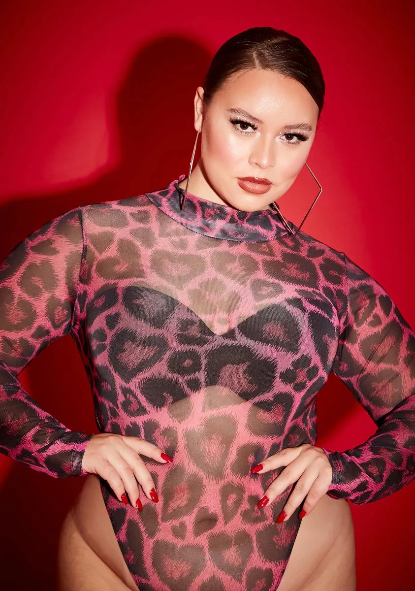 Miss Picking Me Cheetah Heart Bodysuit sold by Dolls Kill