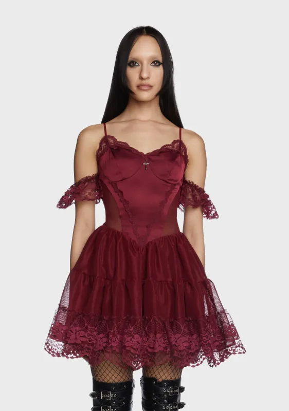 Off The Shoulder Ruffled Dress sold by Dolls Kill