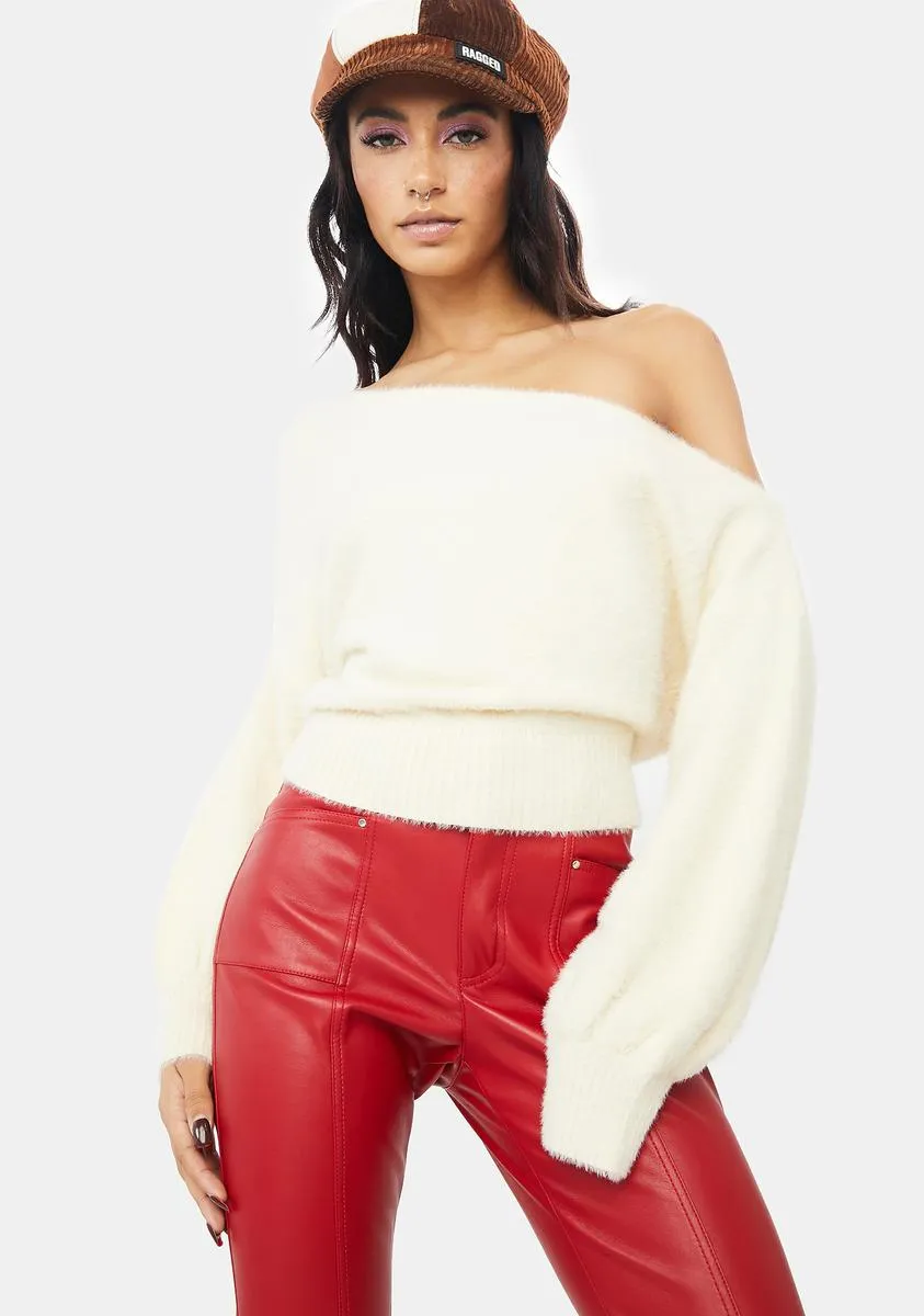 Cream My Way Of Life Fuzzy Sweater sold by Dolls Kill