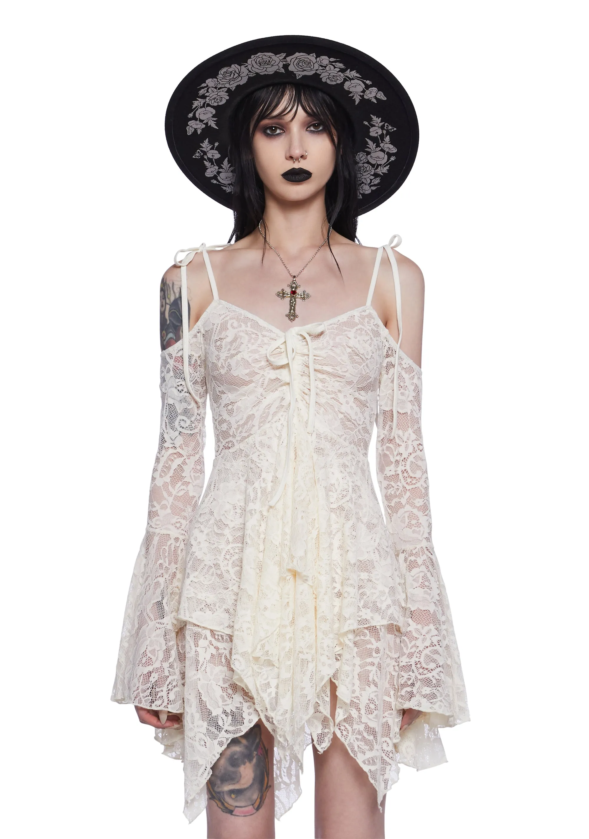F is For Fairies® Handkerchief Dress - White Lace sold by Dolls Kill