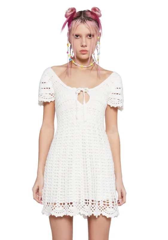 Found My Happy Crochet Dress - White sold by Dolls Kill