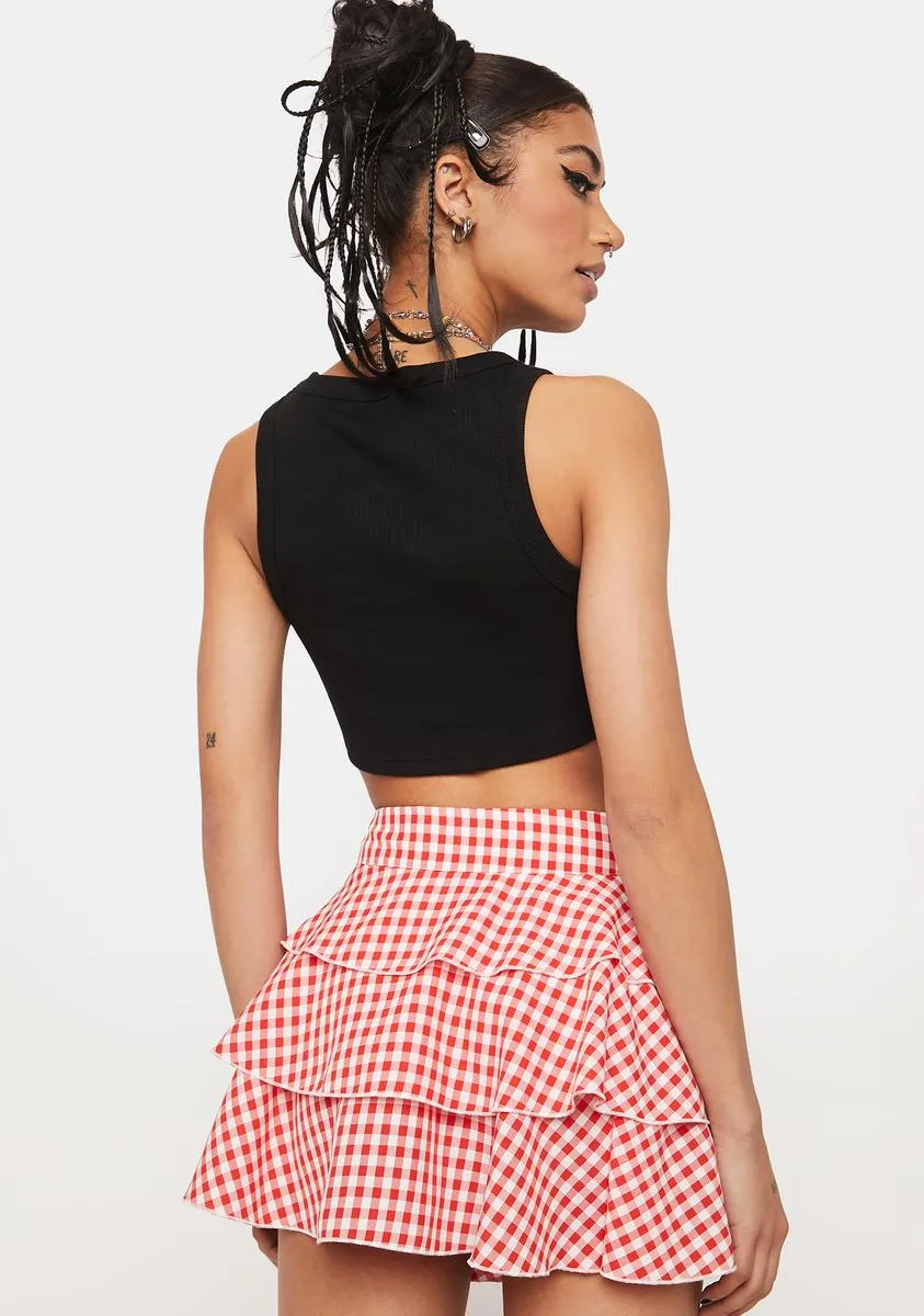 Cherry Ruffle My Feathers Gingham Skirt sold by Dolls Kill product image thumbnail 4