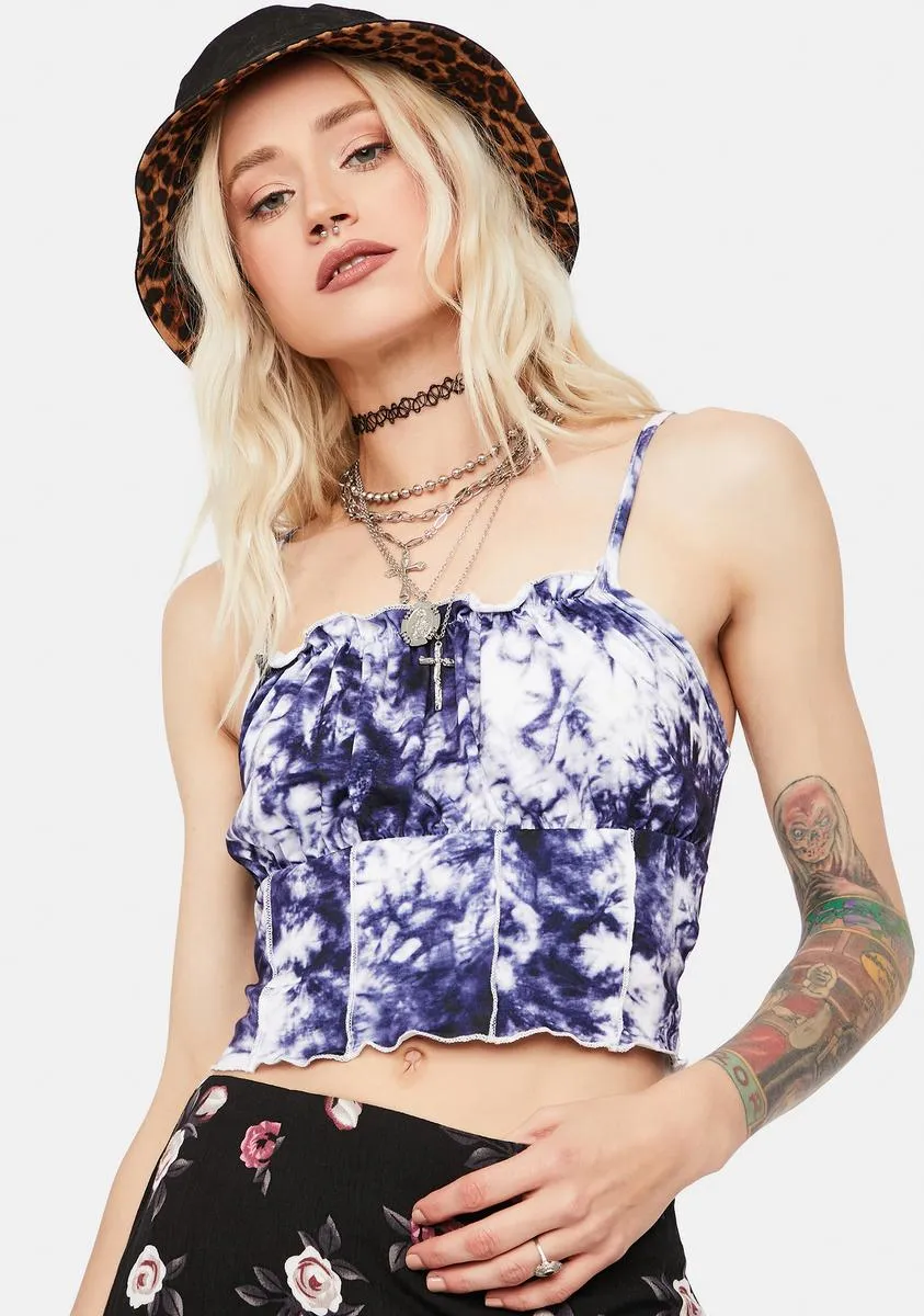 Starting Line Lettuce Trim Tie Dye Crop Top sold by Dolls Kill