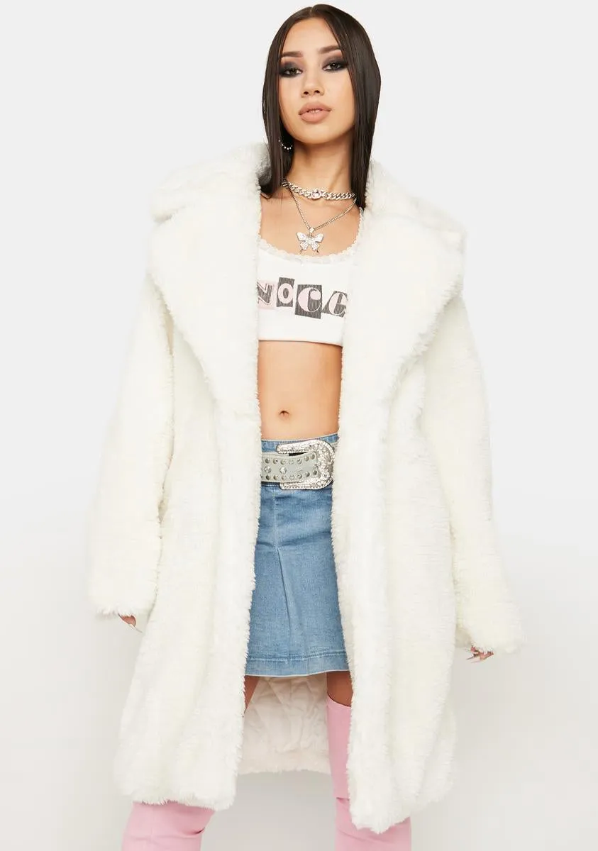 Purely Leading You On Faux Fur Coat sold by Dolls Kill