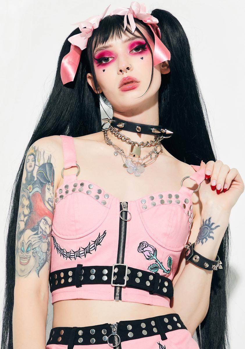 Nails For Breakfast Embroidered Corset Top sold by Dolls Kill