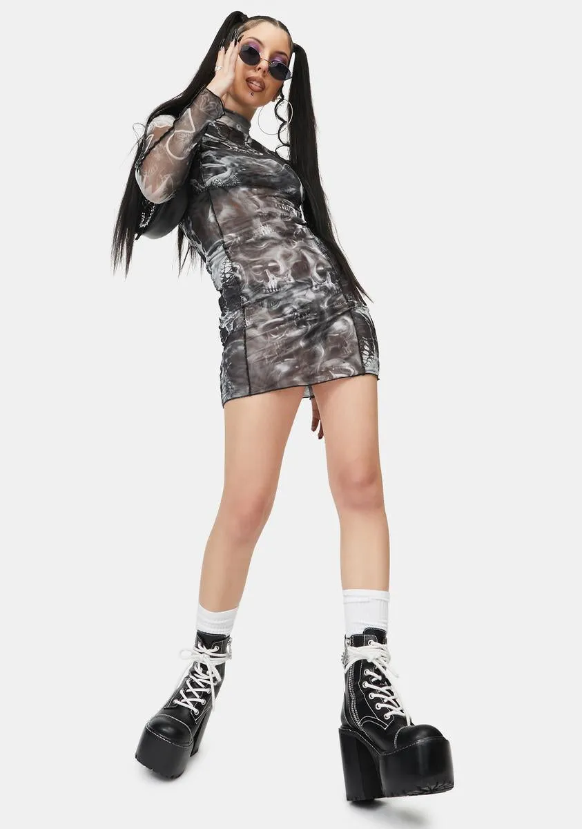 Spliced Mesh Bodycon Dress sold by Dolls Kill product image thumbnail 3
