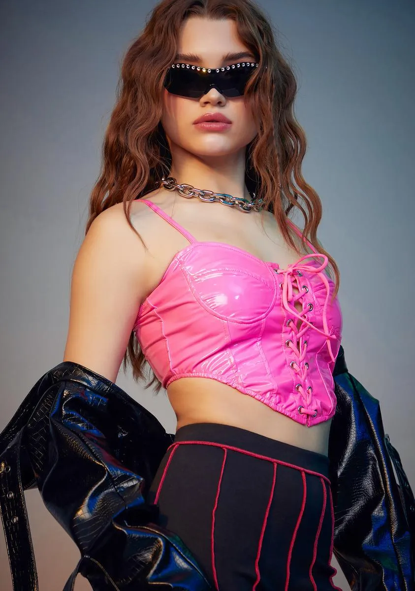 Candy Bad Behavior Vinyl Corset Top sold by Dolls Kill product image thumbnail 2