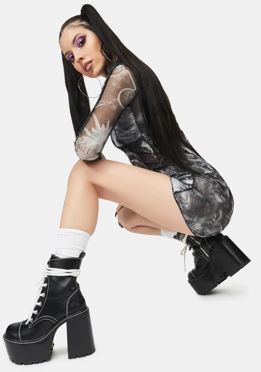 Spliced Mesh Bodycon Dress sold by Dolls Kill product image thumbnail 4