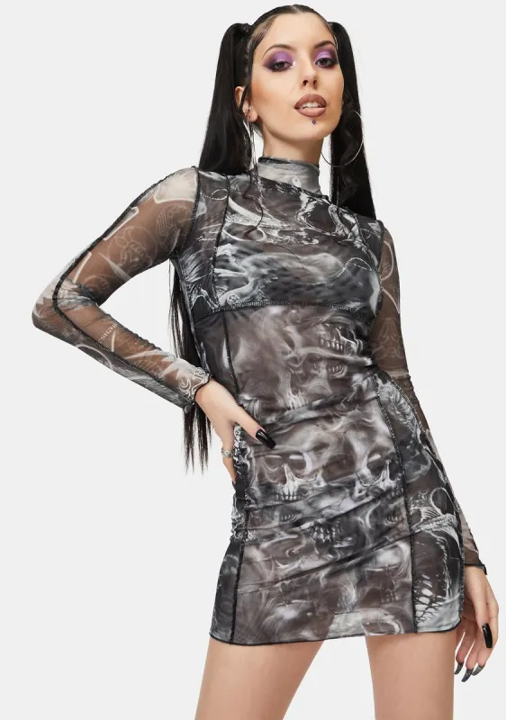 Spliced Mesh Bodycon Dress made by Dolls Kill