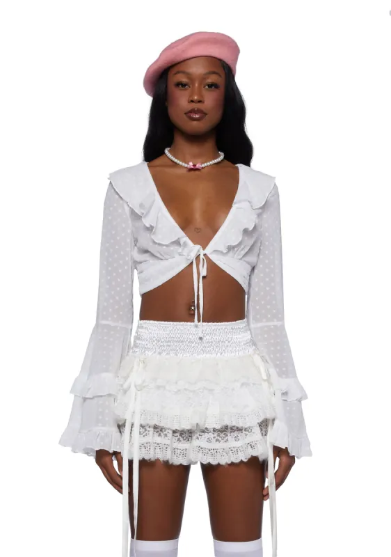 Hearts Aglow Mesh Crop Top - White sold by Dolls Kill