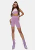 Purple Come Correct Velour Biker Shorts Set sold by Dolls Kill