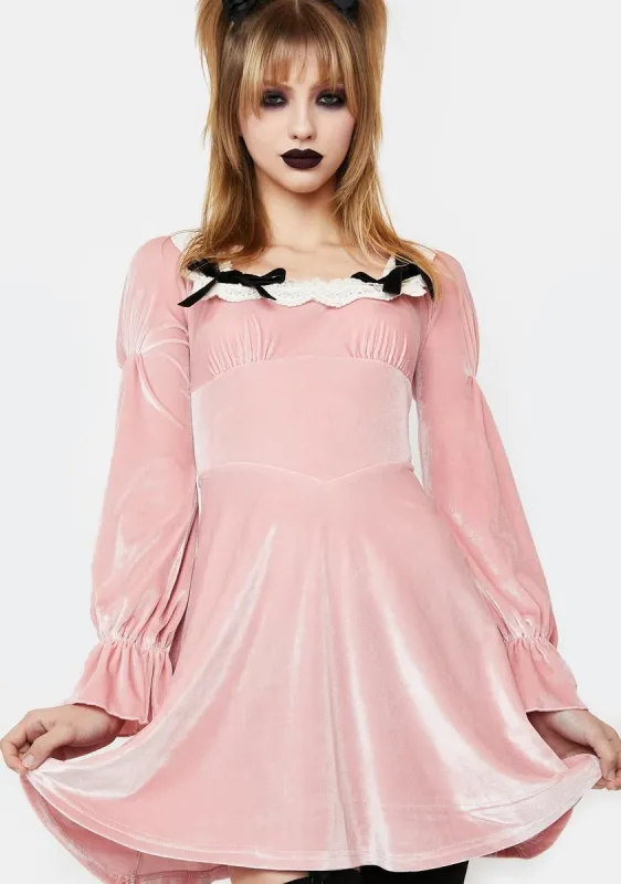 Pink Mini Dress With Ruffles And Bows sold by Dolls Kill