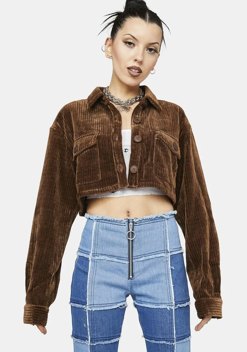 Easier Said Corduroy Cropped Jacket sold by Dolls Kill