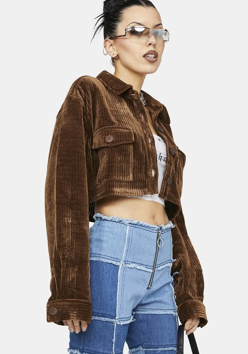 Easier Said Corduroy Cropped Jacket sold by Dolls Kill product image thumbnail 2