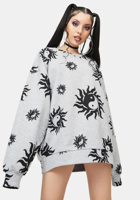 Yin Yang Marl Crewneck Sweatshirt sold by Dolls Kill