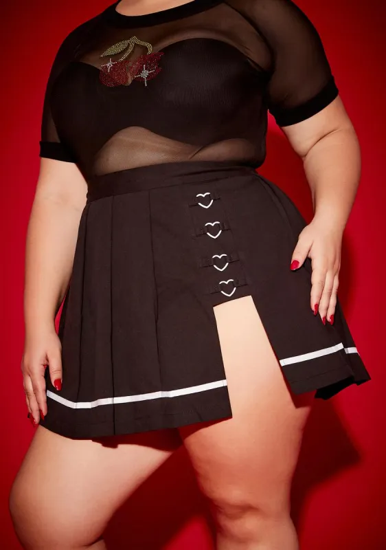 Plus Night School Sweetheart Pleated Skirt sold by Dolls Kill