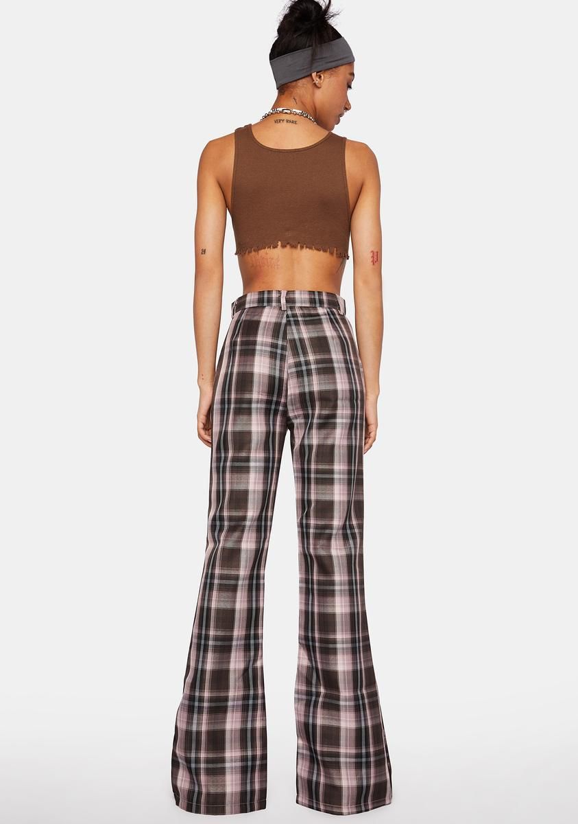 Brown Split Plaid Trousers sold by Dolls Kill product image thumbnail 4