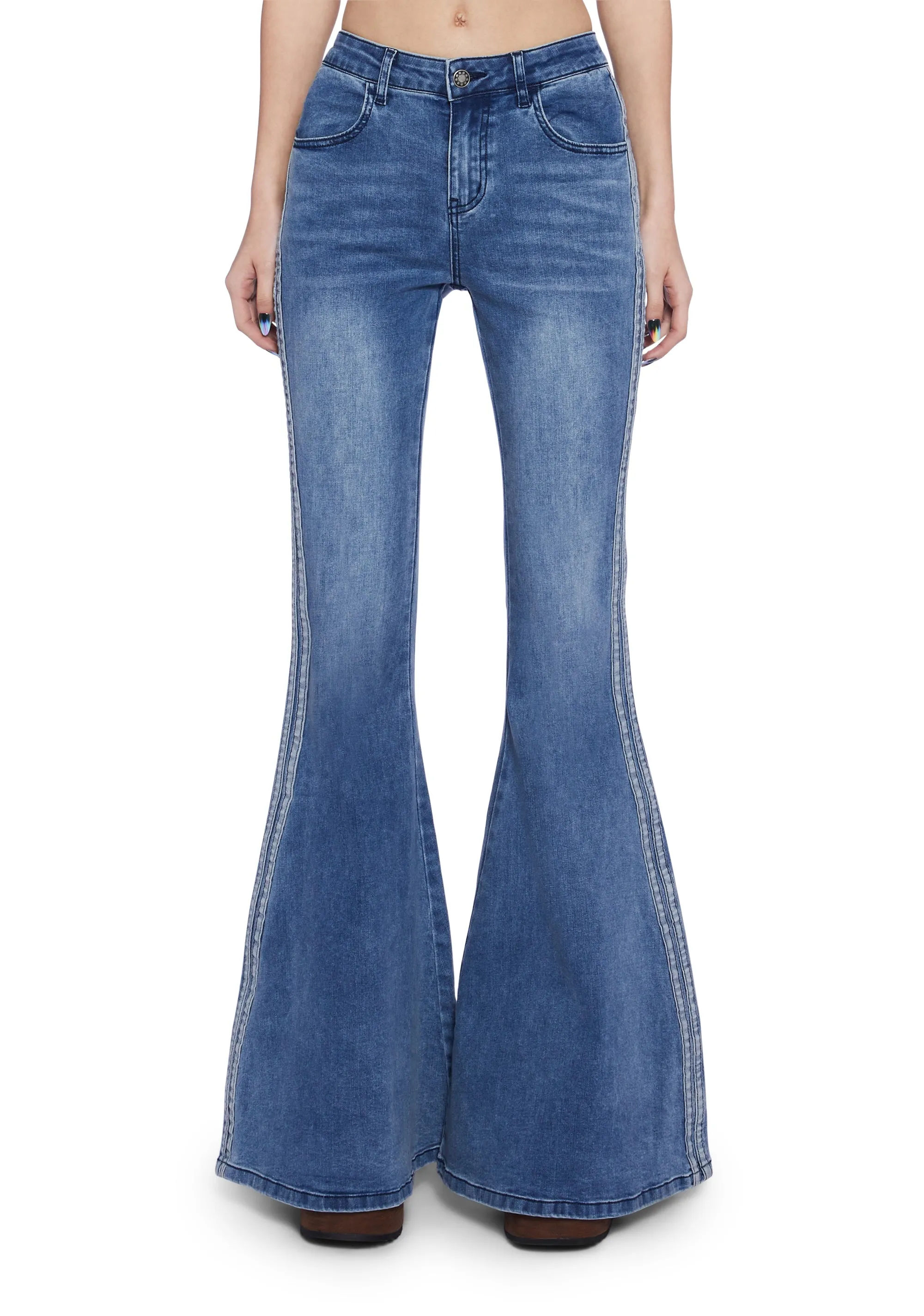 Totally Trippin Flared Jeans sold by Dolls Kill