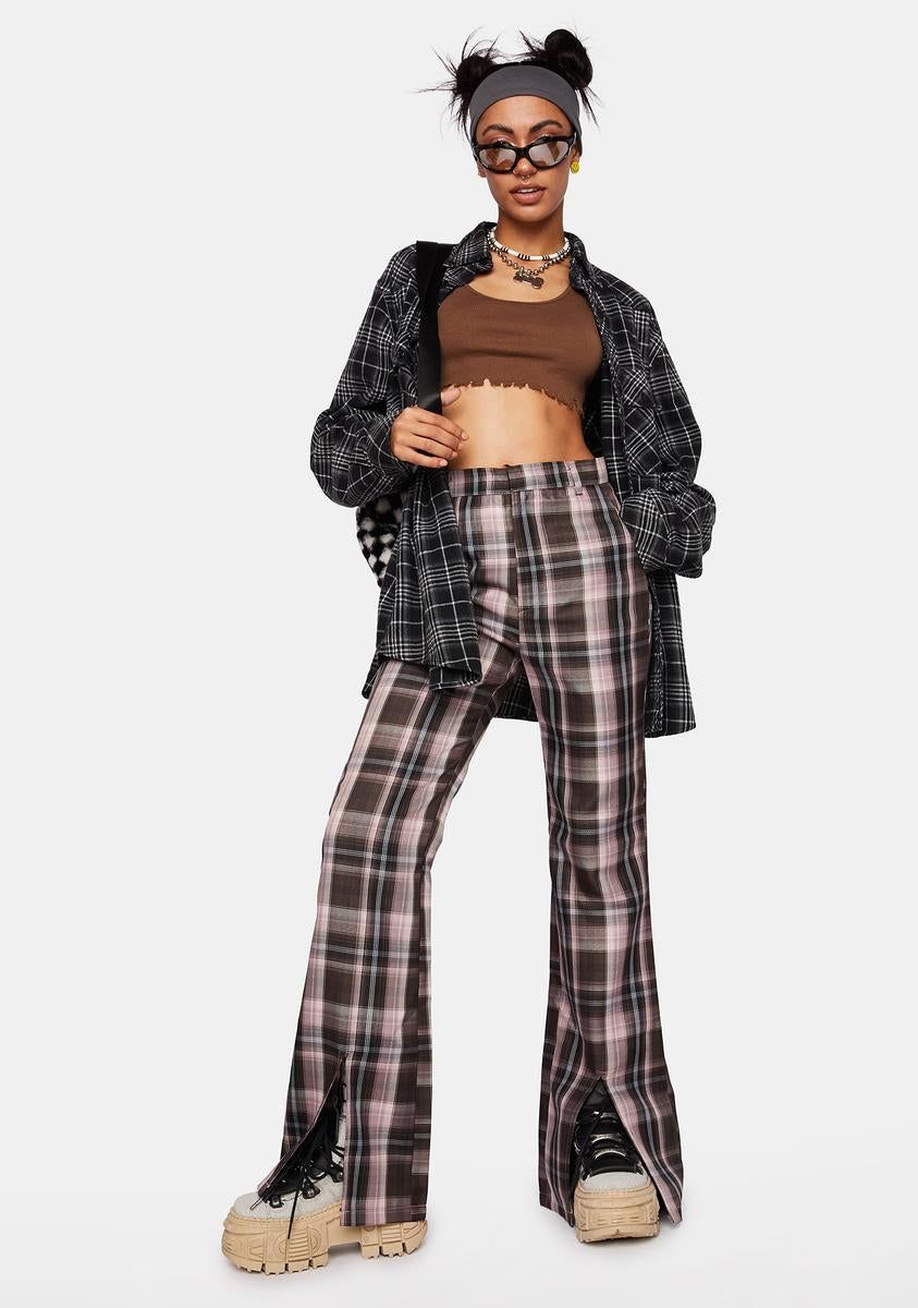 Brown Split Plaid Trousers sold by Dolls Kill product image thumbnail 2