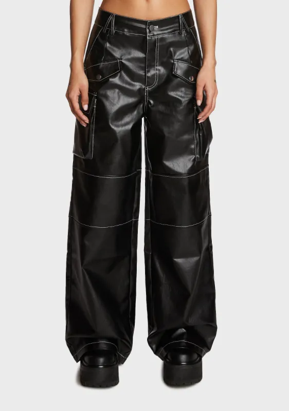 Faye Faux Leather Cargo Pants sold by Dolls Kill