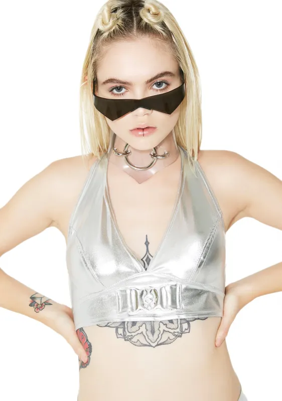 Metallic Safety Bra sold by Dolls Kill