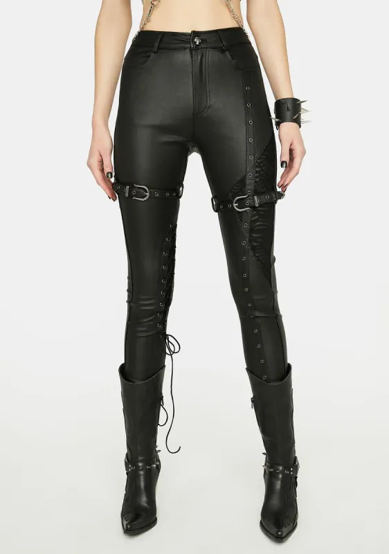 Vegan Leather Punk Tight Trousers sold by Dolls Kill