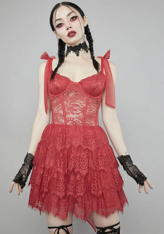 Rouge Wished Upon Lace Mini Dress sold by Dolls Kill