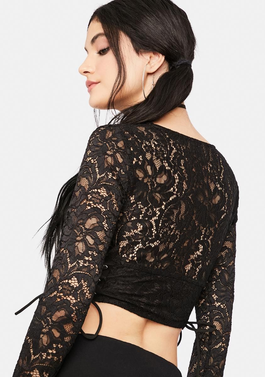 Midnight Flash Of Fantasy Lace Crop Top sold by Dolls Kill product image thumbnail 4