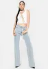 Blanc Catty Ties Lace Up Crop Top sold by Dolls Kill