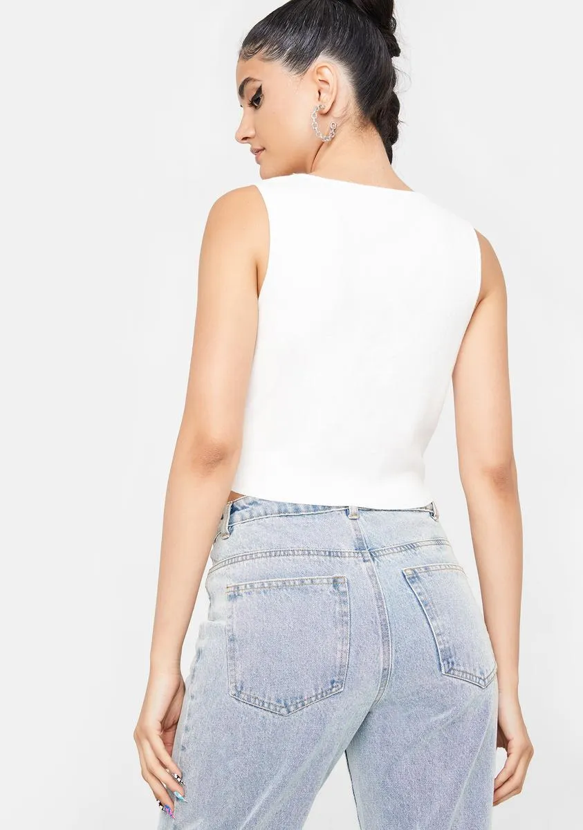 Blanc Catty Ties Lace Up Crop Top sold by Dolls Kill product image thumbnail 4