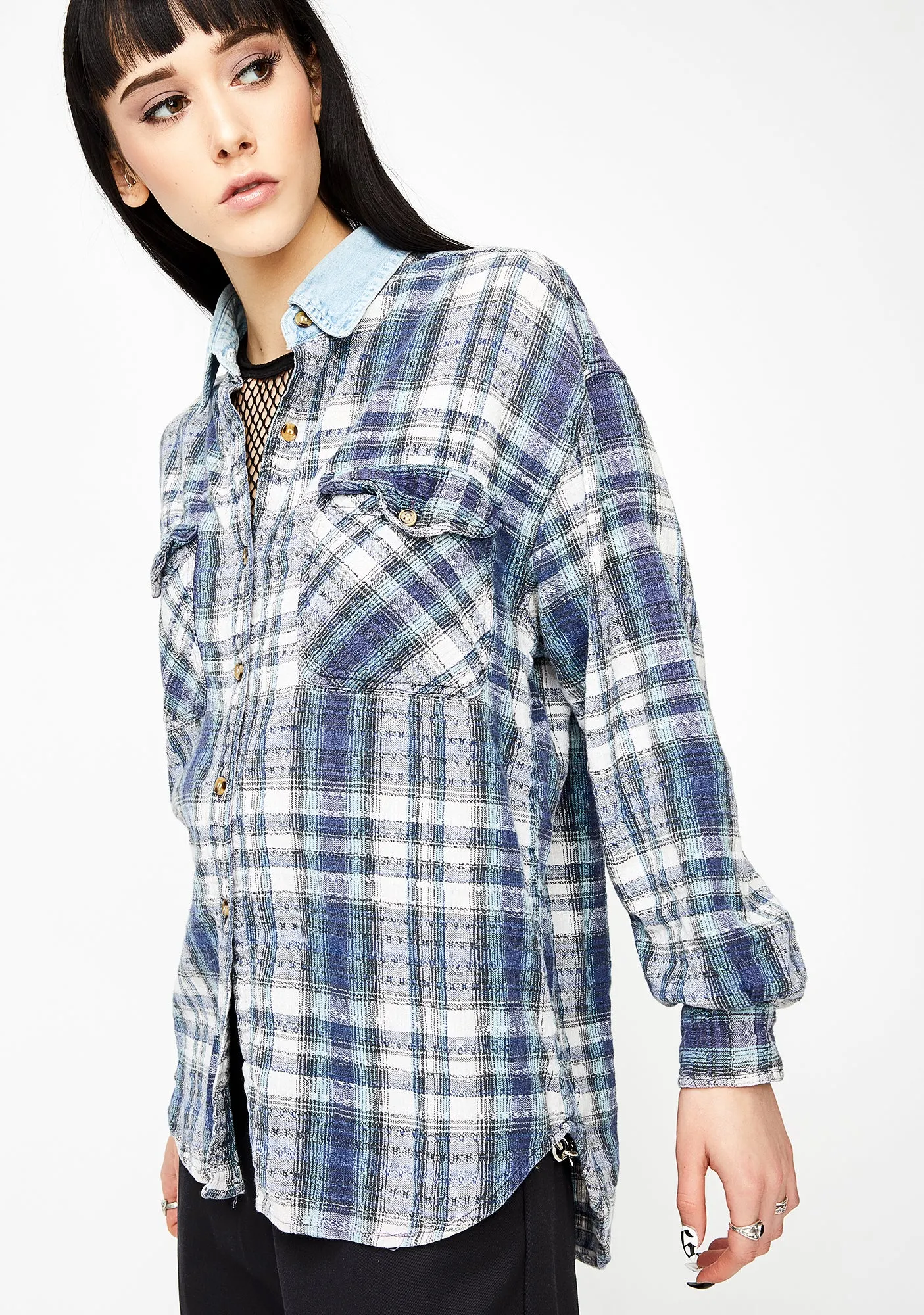 Vintage 90's Plaid Button-Up Top sold by Dolls Kill product image thumbnail 2