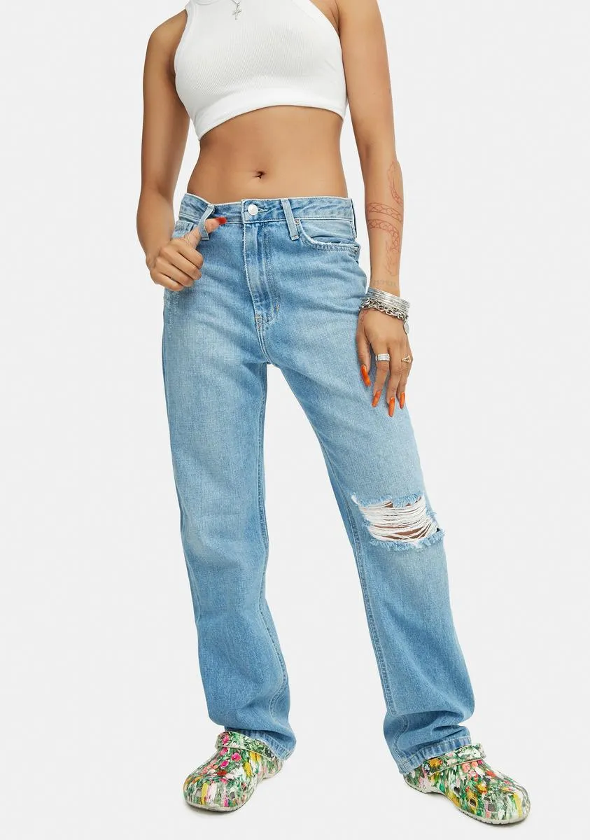 Mid Rise Straight Leg Jeans sold by Dolls Kill