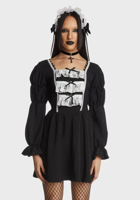 Black White Frilly Doll Dress sold by Dolls Kill