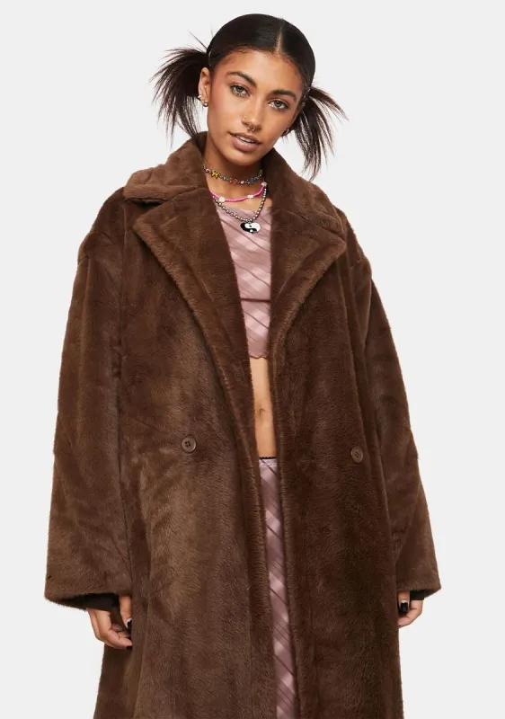 Brown Estelle Faux Fur Coat sold by Dolls Kill