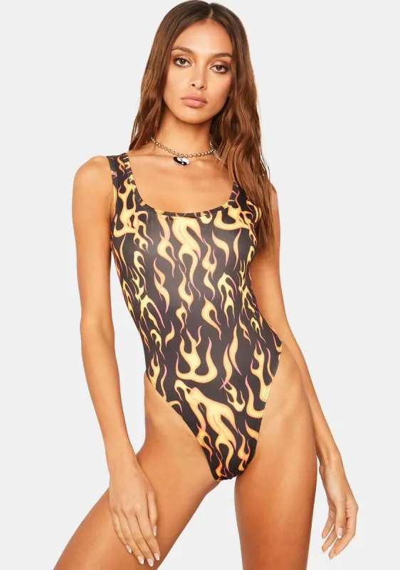 Fire Rises One Piece Swimsuit sold by Dolls Kill