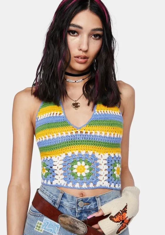Floral Crochet Crop Top sold by Dolls Kill