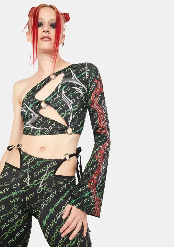X-Static One Shoulder Tie Top sold by Dolls Kill