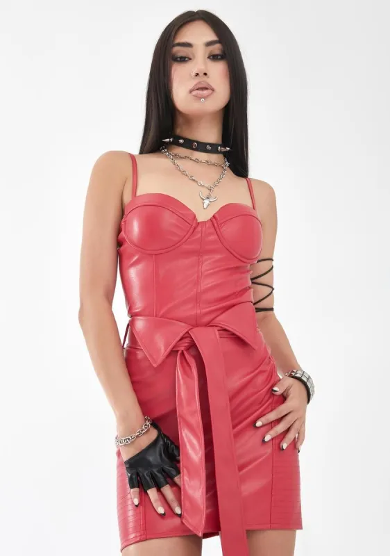 Fire Moving On Vegan Leather Skirt Set made by Dolls Kill