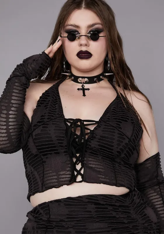 Plus Beyond The Woods Crop Top sold by Dolls Kill
