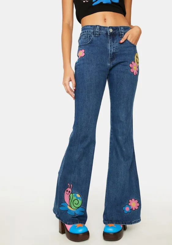 Keeping Pace Flare Jeans sold by Dolls Kill